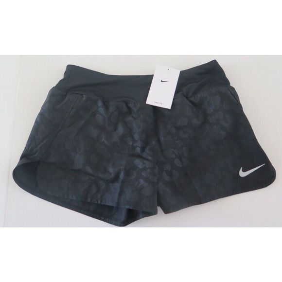 Nike DD6030 010 Women's Sz M Black Dri-Fit Running Crew Shorts - Picture 1 of 5